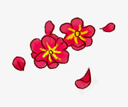 手绘花朵红色樱花素材