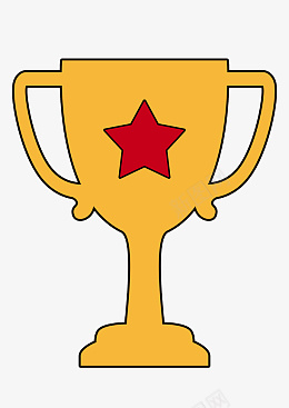 金色字金色奖杯红星图标