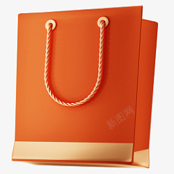 橙色袋子有绳子的手提袋高清图片