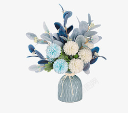 花瓶花卉蓝色插花花蓝色的花素材
