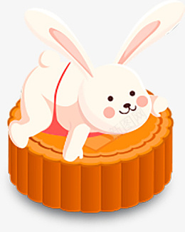 中秋月饼兔子趴在月饼上png免抠素材_88icon https://88icon.com 趴 兔子 月饼 中秋 白兔