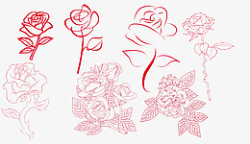 玫瑰手绘线性免扣素材素材