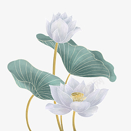 中国风简约淡雅荷叶荷花png免抠素材_88icon https://88icon.com 中国风荷叶 简约淡雅荷叶 荷花 莲花