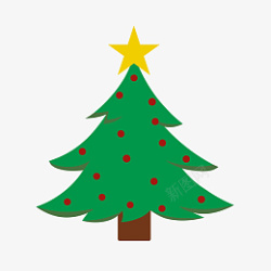 圣诞节卡通扁平圣诞树元素素材