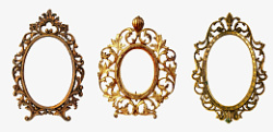 欧式金色浮雕圆形相片框素材
