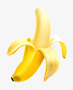黄色香蕉水果剥皮素材