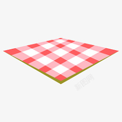 红色格子野餐布免抠图素材