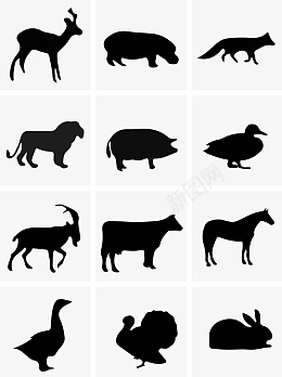 猪马牛羊动物定格剪影png免抠素材_88icon https://88icon.com 兔子 剪影 动态 动物 狮子 鸭子 牛 猪 羊 马 鹿