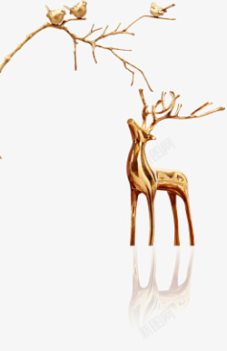 圣诞节圣诞装饰麋鹿金色素材
