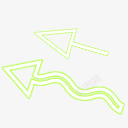 荧光绿指向三角箭头图标