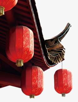 中国风古建筑宫殿屋角屋檐红灯笼素材
