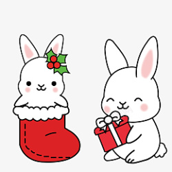 圣诞节可爱兔子礼物素材