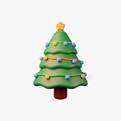 卡通圣诞树3D素材素材