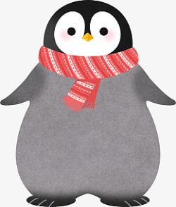 企鹅正面滑行圣诞帽素材