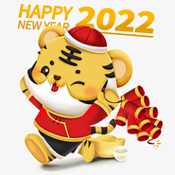 2022新年卡通立体虎鞭炮素材