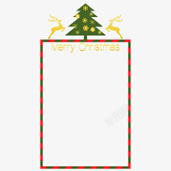 松树麋鹿矩形圣诞边框素材