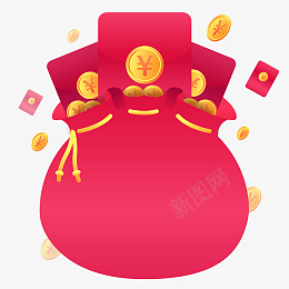 红色福袋红包png免抠素材_88icon https://88icon.com 618 双11 双十一 双十二 抢红包 红包雨 促销 电商 红包 钱袋