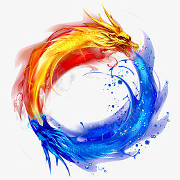 水火龙圆形蓝色红色光圈png免抠素材_88icon https://88icon.com (水火) (冰火) (蓝色) (龙) (双龙) (圆形) (圈) (环状) (光圈)