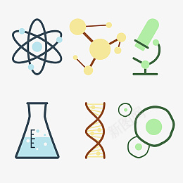生命科学卡通图标png免抠素材_88icon https://88icon.com DNA 显微镜 实验 细胞 量杯