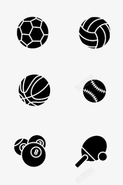 黑色篮足球网排球运动体育图标素材