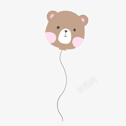 可爱棕色小熊气球素材