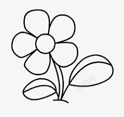 花朵插画手绘简笔黑白矢量素材