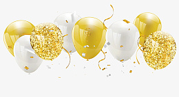 金色和白色气球PNGpng免抠素材_88icon https://88icon.com 气球 节日 情人节气球 庆祝