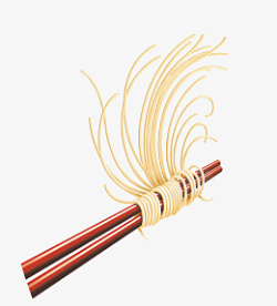 手绘美食筷子面条素材