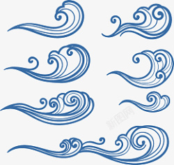 7款手绘海浪设计矢量素材素材