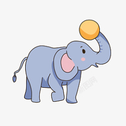 卡通动物大象玩球素材