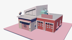 可爱粉色卡通屋子立体3D效果图素材