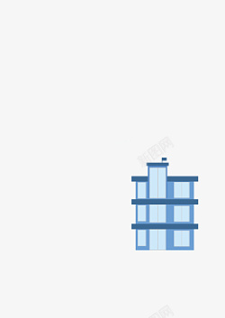 蓝色小房子三层适用于简单后方场景素材