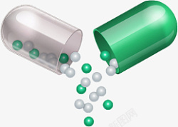 绿色药丸打开的胶囊药高清图片