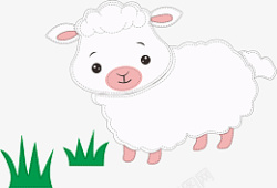 可爱的小羊羔在吃草素材