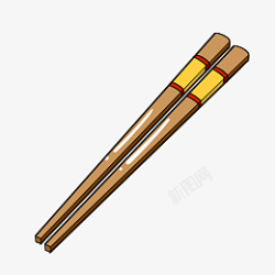 手绘木质筷子插画卦素材