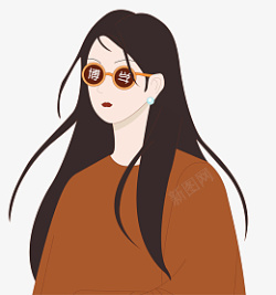 小清新博学少女元素素材