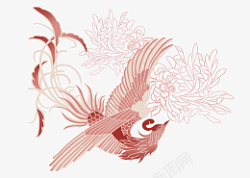 水红凤凰中国古典神兽素材