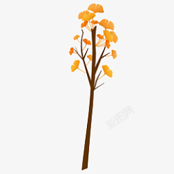 秋天处暑手绘立秋唯美清新系列银杏树高清图片