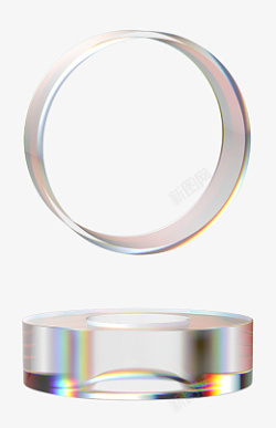 立体水晶透明金边圆素材