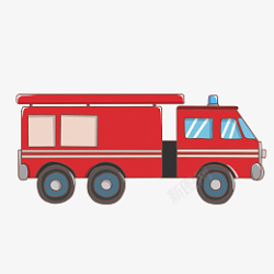 中国消防小绿车插画卡通手绘消防工具消防车插画高清图片