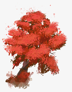 秋天红色叶子树素材