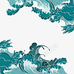 国潮中国风插画手绘海浪psd免抠素材_88icon https://88icon.com 国潮 中国风 插画 手绘 海浪