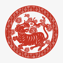 2022新年虎年剪纸窗花元素psd免抠素材_88icon https://88icon.com 大红色 喜庆 虎年 春节 剪纸 窗花 福虎 迎春