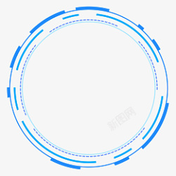 蓝色科技通用圆圈边框素材