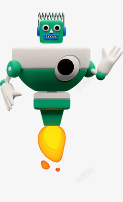 游戏3d图标绿机器人素材