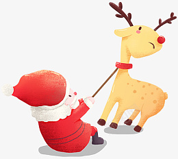 圣诞老人拽麋鹿圣诞节元素png免抠素材_88icon https://88icon.com 圣诞节 圣诞老人 圣诞麋鹿 圣诞元素