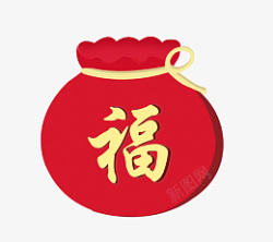 金色福字红色福袋喜庆节日素材