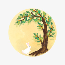 月桂树中国风水彩中秋节月亮上的月桂树高清图片