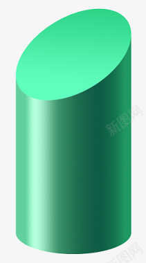 绿色矢量图标绿色切面圆柱图标