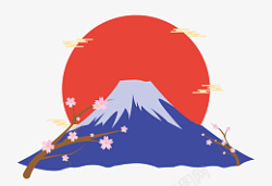日式元素富士山和樱花素材
